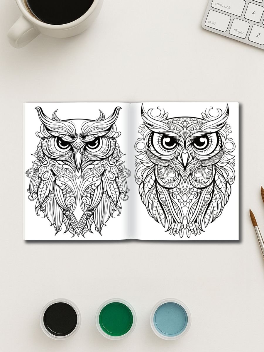 Mandala Owls – 50 Intricate Owl Coloring Pages - Image 3